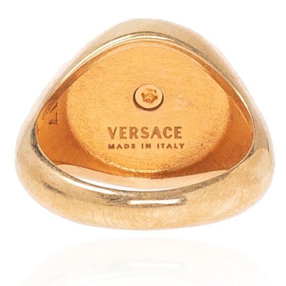 Versace Gold Color Metal Embellished Medusa Head Ring Sz 11 - Picture 2 of 3